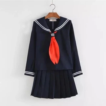 Japonijos mokyklinę Uniformą Mergaitėms Rudenį ilgomis rankovėmis Studentų Sailor Uniformas Anime Pragarą Mergina Cosplay Kostiumas su Kojinių