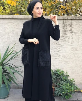 Müslüman Giyim Yelek Tunik Abaja 2021 Modelis Bayan Giyim Kısa Kollu Hırka