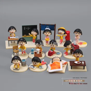 Nemokamas Pristatymas Anime ir Animacinių filmų Chibi Maruko Sakura Momoko Laimingas Dieną PVC Veiksmų Skaičius, Žaislai, Lėlės 13pcs/set