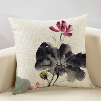 40x40/45x45/50x50/40x60cm Kinijos dažai, tapyba Lotus patalynė užvalkalas sofos pagalvėlė padengti pagalvės užvalkalą lumabr pagalvę padengti