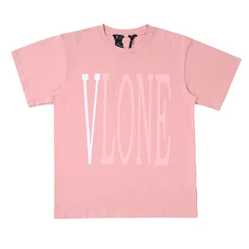 Vyrai t VLONE marškinėliai medvilnė, streetwear moteriški marškinėliai JAV vasaros trumpomis rankovėmis prekės hip-hop marškinėlius rožinė