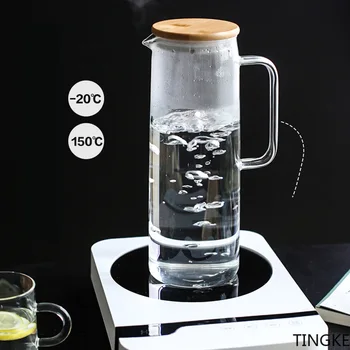 1.2 litro ir 1,5 litro skaidraus stiklo grafinas didelės talpos ąsotis karščiui atsparaus kavos puodą su rankena arbatinukas