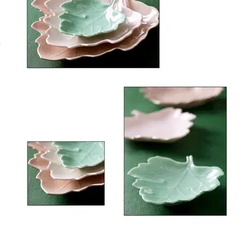 Japoniško stiliaus Namų Puošybai Iškilumo Lapų Formos Porceliano Keramikos Plokštės Pakabukas Plokštė Pagal stiklo Vaisių Dėklas Desertas Plokštės