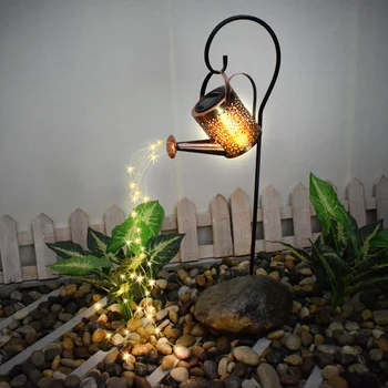 Laistytuvas Drožlių Pasakų Šviesos Tuščiaviduriai Iš Metalo Saulės Vandeniui Dušas, LED Lempos, Kiemas, Sodas Ornamentu