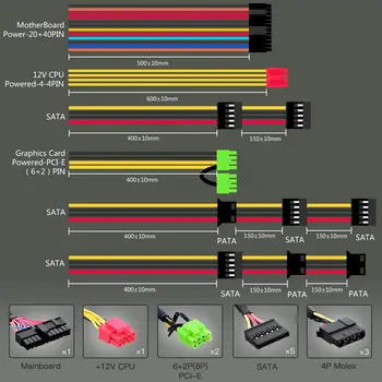 GameMax RGB PC Maitinimo 600W Pusiau Modular 80 Plus Bronze, RGB, Ventiliatorius ATX Pusė Modulinės Kompiuterio Maitinimo VP-600-M-RGB