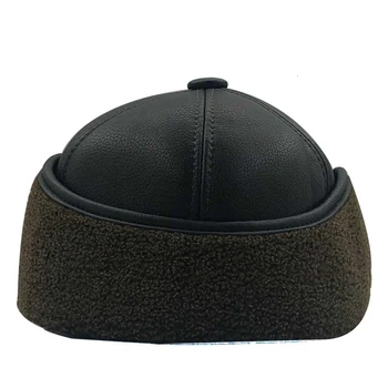 Vyrai žiemą oda bžūp šiltas kratinys tėtis skrybėlę beisbolo kepurės su ausų atvartais, rusija reguliuojamas snapback kepurės vyrams casquette