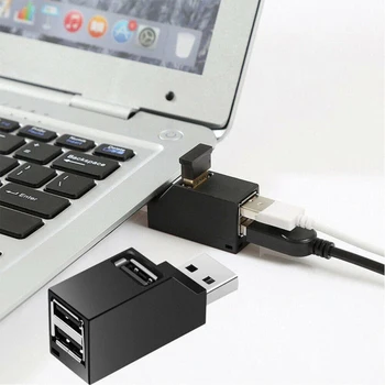 USB 5V Mini 2.0 HUB Adapteris Extender Mini Splitter, 3 Langelyje Uostų 480Mbps 