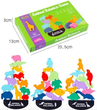 Gyvūnų balansas žaislas mediniai balansavimo dovana Vaikams Montessori Medinių Gyvūnų Balansas Blokai Dinozaurų Švietimo Krovimas blokuoti