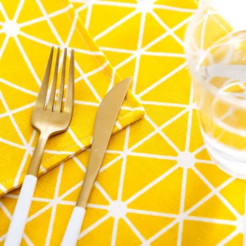 Prekės ženklo dizainas geltonos spalvos pledas, sumaišytus staltiesė modernus restoranas apdaila aukštos kokybės namų dekoro staltiesė kartotinės u