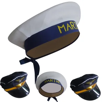 Kapitono Jachta Buriuotojai Skrybėlę Reguliuojamas Jūros Bžūp karinio jūrų Laivyno Kostiumo Aksesuaras Moterų Ir Vyrų Karinės Skrybėlę Reguliuojamas Flat Top Kepurės Vasaros