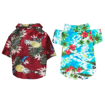 Naminių Šunų Drabužius Vasaros Paplūdimio Marškinėliai Havajų Stiliaus Liemenė Pet Drabužiai Gėlių T-Shirt Mažose Didelis Šuo Čihuahua Šunų Liemenės