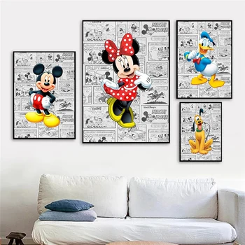 Disney Mickey Mouse Pobūdžio Komiksų Drobės Tapybos Plakatai ir Spausdina Cuadros Sienos Meno Nuotrauką Kambarį Namų Dekoro