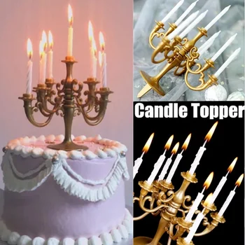 Naujos Žvakės Ir Žvakidė Laikiklis 1 Set Tortas Topper Gimtadienio Torto Žvakių Laikikliai Rėžtuvės Apdailos Žvakidė Viršų