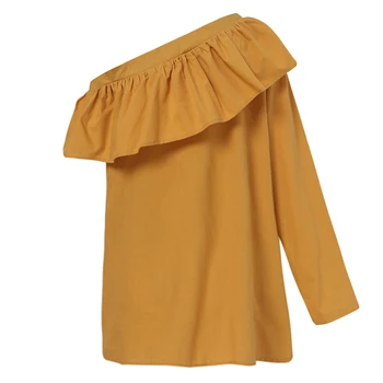 ZANZEA Mados Off Peties Viršūnės Moterų Vasaros Pynimas Palaidinės 2021 Atsitiktinis Moterų Kietas Marškinėliai Flounce Blusas Chemise