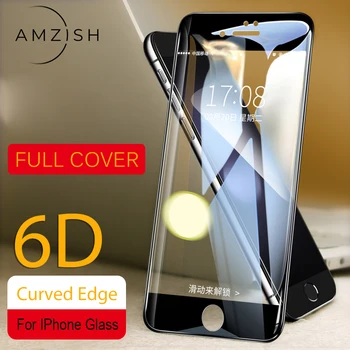 Amzish 6D Visiškai Padengti Apsaugine Grūdintas Stiklas iPhone 11 Pro Max X XS Xr Stiklo 