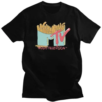 MTV logotipas vyrų T-shirt hip-hop trumpas rankovėmis unisex T-shirt grafikos O-kaklo marškinėliai