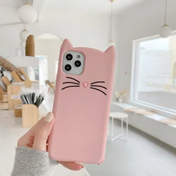 Animacinių filmų gryna spalva ūsai katė minkštas silikoninis Telefono dėklas 