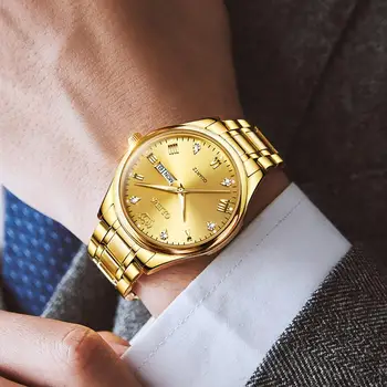 Originalus Prekių Aukso Vyrų Laikrodžiai, Prabangūs Dizainerio Nerūdijančio Plieno, Atsparus Vandeniui Kvarco Atsitiktinis Verslo Laikrodis Mados Vyras+Box