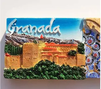 Rankomis dažyti šaldytuvas magnetai lipdukai su tekinto akmens kolonos ne Alhambra Rūmai Granadoje, Ispanija