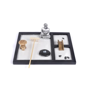 Kūrybiškumo Zen Garden Smėlio Dėklas Gamtinių Akmenų, Medienos Rake Meditacija Amatų Namų Dekoratyvinės Plokštės Vaikams Žaislas Priedų