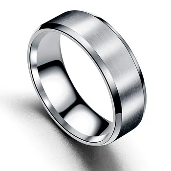AsJerlya 8mm Matinis Nerūdijančio Plieno Žiedai, Žavesio Papuošalai Žiedas Vyrų Titano Plieno Juoda Žiedai Moteris Vyras