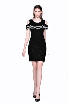 Moterų Vasaros Suknelės-LINE Biuras Lady Deimantų Kelio Ilgis Elegantiškas Suknelės Juoda O-Kaklo Seksualus 2021 Naujas Moterų Feshion Suknelės