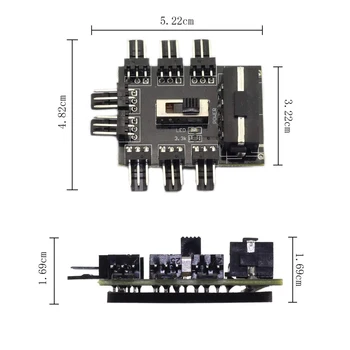 4pin Molex IDE ar SATA 8 Channel 3 pin 12V Atveju Ventiliatorius Hub Splitter PCB Adpater w/ 2 Aukštas Žemas Lygis Ventiliatoriaus Greičio Jungiklis Valdytojas