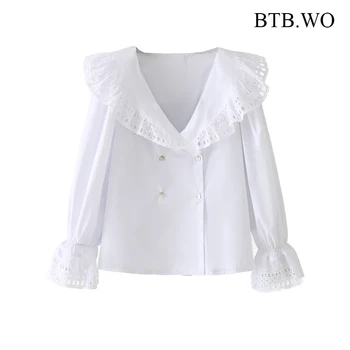 BTB.WO Za moteriškos Palaidinės Baltos spalvos Marškinėliai ilgomis Rankovėmis Kietas Elegantiškas Marškinėliai Moteriška Kimono Palaidinė Prašmatnus Chemise Atsitiktinis Viršų