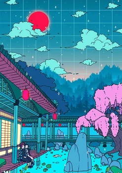 Anime Sienos Meno Animacinių Filmų Peržiūra Gatvės Spaudinių Plakatas Naktį Medžio Mielas Tapybos Namų Svetainės Dekoro Modulinės Sienų Lipdukai