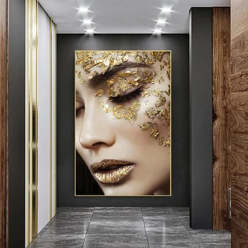 Šiuolaikinio Meno Drobė Plakatas Aukso Moteris Spausdinti Aliejaus Tapybai Cuadros Pav Sienos Nuotraukas, Skirtą Kambarį Namuose Apdaila