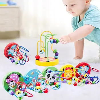 Kūdikių Montessori Ugdymo Matematikos Žaislas Medinis mini Ratą Granulių Vielos Labirintas kalnelius Abacus Įspūdį žaislai Vaikams Berniukas Mergaitė Dovana