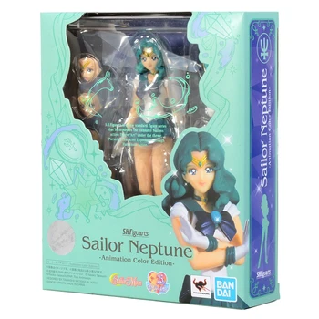 Originalus Bandai SHF Sailor Moon Sailor Neptune Animacinis versija Veiksmų Skaičius, PVC Anime Modelis Lėlės Apdailos Žaislas Gimtadienio Dovana
