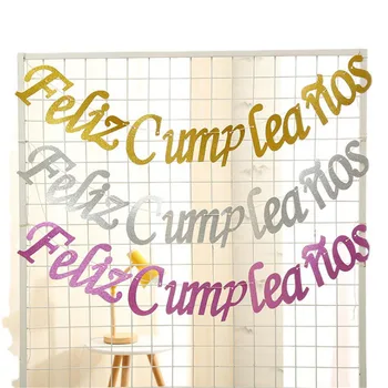 1set ispanijos Gimtadieniu Reklama Auksas, Sidabras Rožės Raudonos Spalvos Feliz Cumpleanos Baneriai Baby Shower Gimtadienio Dekoracijos
