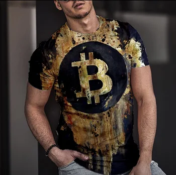 2021 Spalva Bitcoin T-Shirt Vyrams Vasaros 3D Atspausdintas T-Shirt Apvalus Apykaklės Patogus, Kvėpuojantis Atsitiktinis Marškinėliai 110-6XL