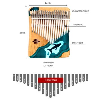 Skatinimas! Hluru B Klasės High-End Nykščio Fortepijonas 21 Klavišus Kalimba Medinis Muzikos Instrumentas, Medžio Masyvo Giliavandenių Vandenyno Banginių, Delfinų