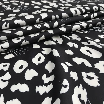 Nauja juoda ir balta, leopardo, tigro galva spausdinimo audinio dviejų spalvų suknelė marškinėliai audinys gražus modeliavimas šilko, poliesterio audinio