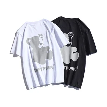 Vasarą Moteris marškinėliai Negabaritinių Kawaii Harajuku Atspindintis Medvilnės trumpomis Rankovėmis Streetwear Hip-Hop Viršūnes Tees Estetinės Drabužiai