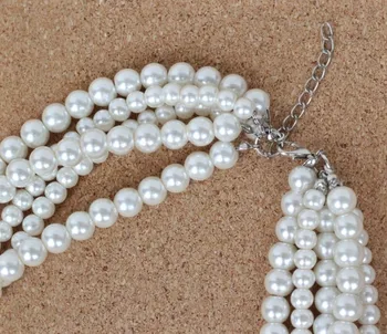 Mados klasikinis penkių sluoksnis perlų vėrinį megztinis grandinės moterims, prabangūs papuošalai, ilgi karoliai moterims išskirtinį priedai