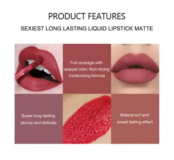 12 Spalvų Skystos Velvet Matte Lūpų Ilgalaikį Sexy Raudona Lūpų Blizgesys Beauty Lip Tint Moterų Makiažas Kosmetikos TSLM1