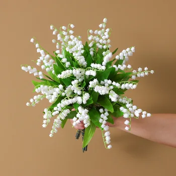 10vnt Dirbtinis Lily-of-the-slėnyje, Mažų Šviežių Vestuvių Naujų Produktų Laikymo Puokštė Minkšti Plastikiniai pakalnutės Netikrą Gėlių