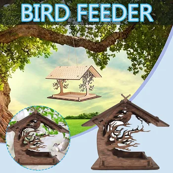 Kabo Hummingbird Feeder Lizdus, Medinės Birdhouse Sodo Dekoro Rankų darbo Paukščių Lesyklėlę Medinis Žiedas Lobizmas Dekoratyviniai Lauko DARYTI