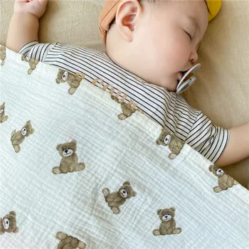 Kūdikiams, kūdikių Medvilnės verpalų padengti antklodė pavasarį ir vasarą, plonas oro kondicionierius kambario spausdinti antklodė naujagimiui fotografija