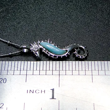 Fine Jewelry Nekilnojamojo 925 Sterlingas Sidabro Papuošalai Gamtos Larimar Seahorse Pakabukas Karoliai Dovanų
