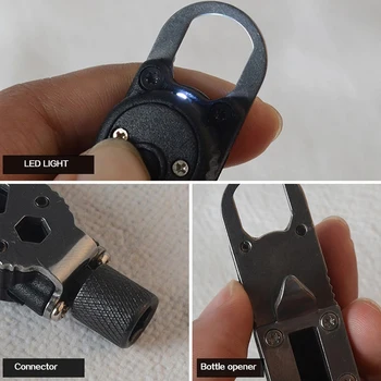 Waardevolle Mini Daugiafunkcinis Keychain EDC Lauko Kempingas Nešiojamų Nerūdijančio Plieno Kišenėje Įrankiai Tyruose