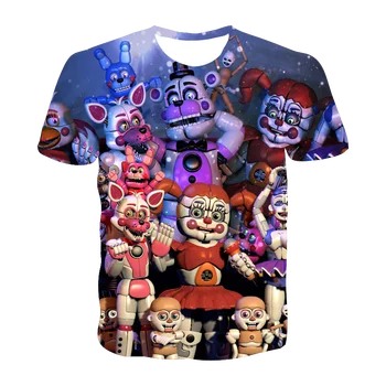 Gimtadienis vaikams marškinėliai Freddy Penkias Naktis 3d atspausdintas t-marškinėliai berniukams, mergaitėms mados trumpas rankovės tshirts FNAF Vaikas 4-14 t-shirt