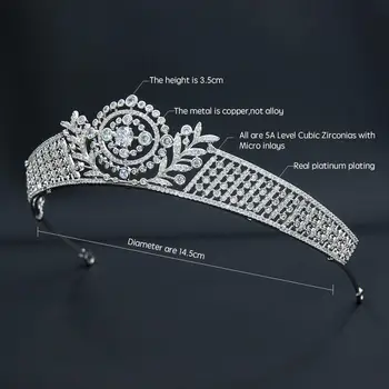 Kubinių Zirconia Royal Replika Tiara, Vestuvių,Crystal Princesė Rožančiai vainikėliu Nuotaka Plaukų Papuošalai CH10357