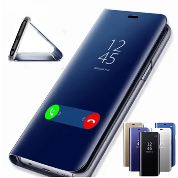Apversti smart Case For Samsung Galaxy S7 S6 Krašto S8 S9 S10 Plius lite J5 J6 J7 J8 A5 A6 A7 A8 A9 2017 2018 Aišku, Veidrodėlis Atveju