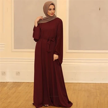 Eid Mubarakas Maxi Abaja Suknelė Islamo Apranga Moterims Vientisos Spalvos Musulmonų Mados Elegantiškas Dubajus Amerikos, Europos Drabužių Kaftan