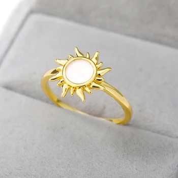 Aukso Opal Saulėgrąžų Žiedai Moterims, Elegantiška Juvelyrika Paprastos Konstrukcijos Piršto Žiedai Vestuves Dovana Mados Moterų