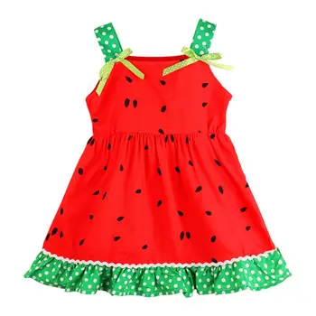 Vasaros Suknelė Bamblys Kūdikių Mergaičių Drabužius Sluoksniuoti Drabužius Arbūzas Šalis Suknelė 1-7T MUS